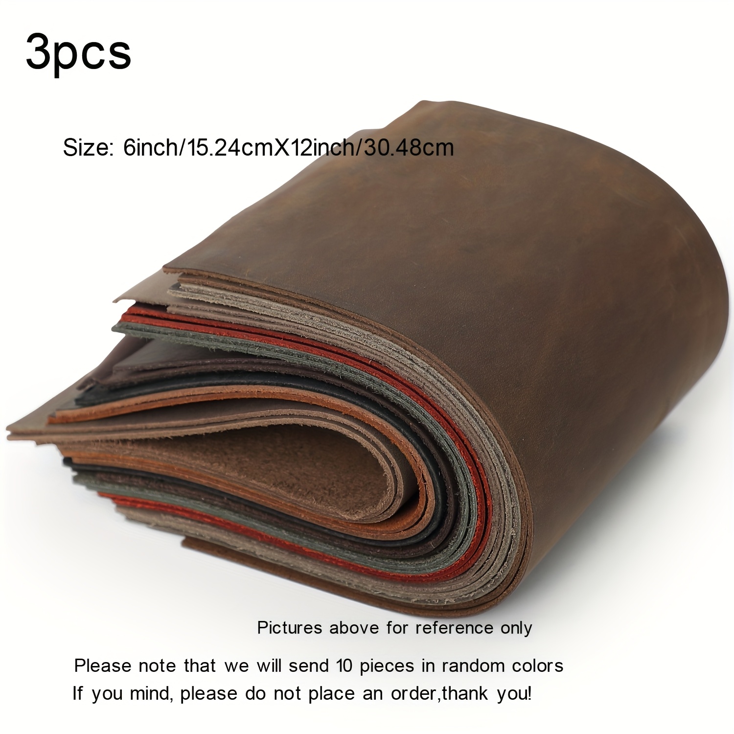 TEMU 3pcs/lot 6''x12'' Premium Genuine Black Leather Sheets For Crafts - Leather Square - 2.1mm Thick Genuine - Thick Cowhide Leather Pieces Square -