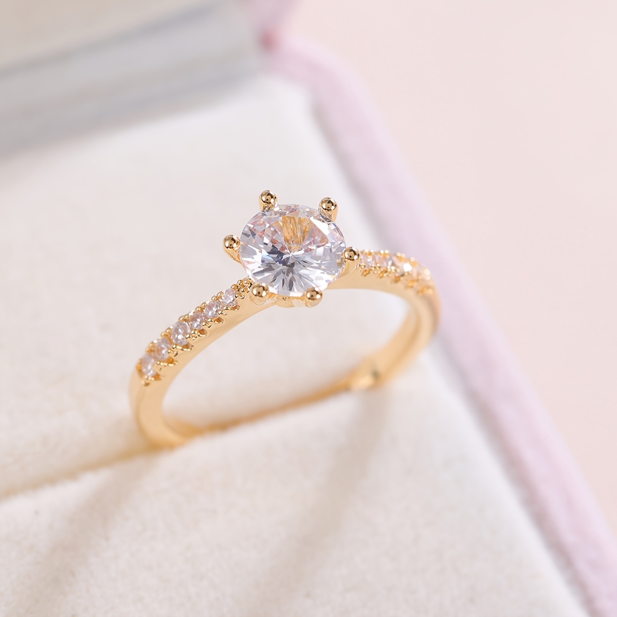 Image of 1pc Luxury Synthetic Cubic Synthetic Synthetic Zircon​​ Band Ring, Delicate Jewelry Party Wedding Engagement Decor For Women Girls Gift