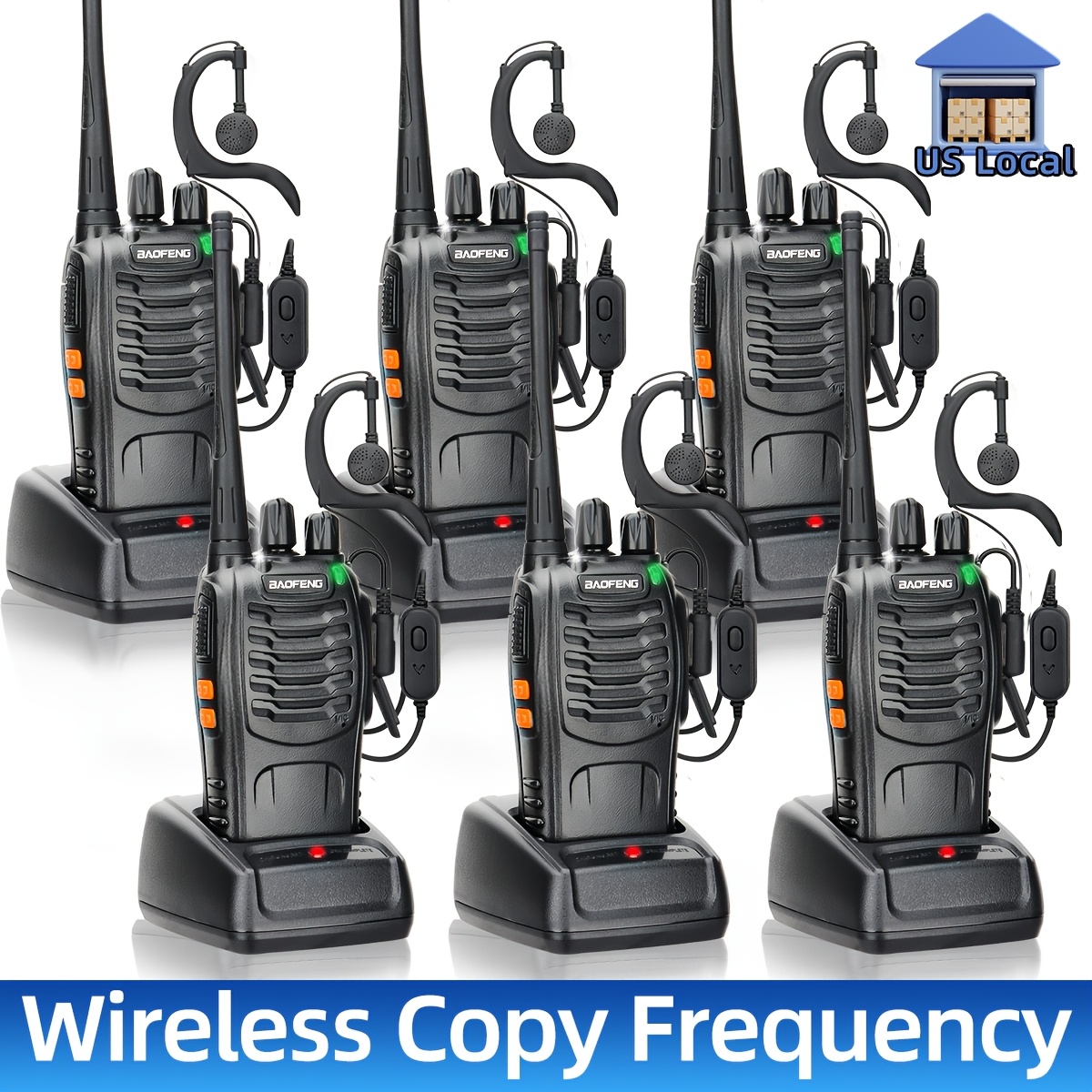 

2/4/6/8pack Baofeng Walkie Talkies Long Range For Adults With Earpieces, 16 Channel Walky Talky Rechargeable Handheld Radios, Hiking Biking Camping Skiing Bycling