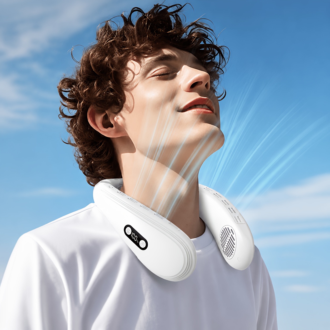 Neck Fan Back With Cooling Plate Cold Compress Bladeless Portable Neck Fan Rechargeable Holiday Essentials For Women Men Travel Camping Outdoor