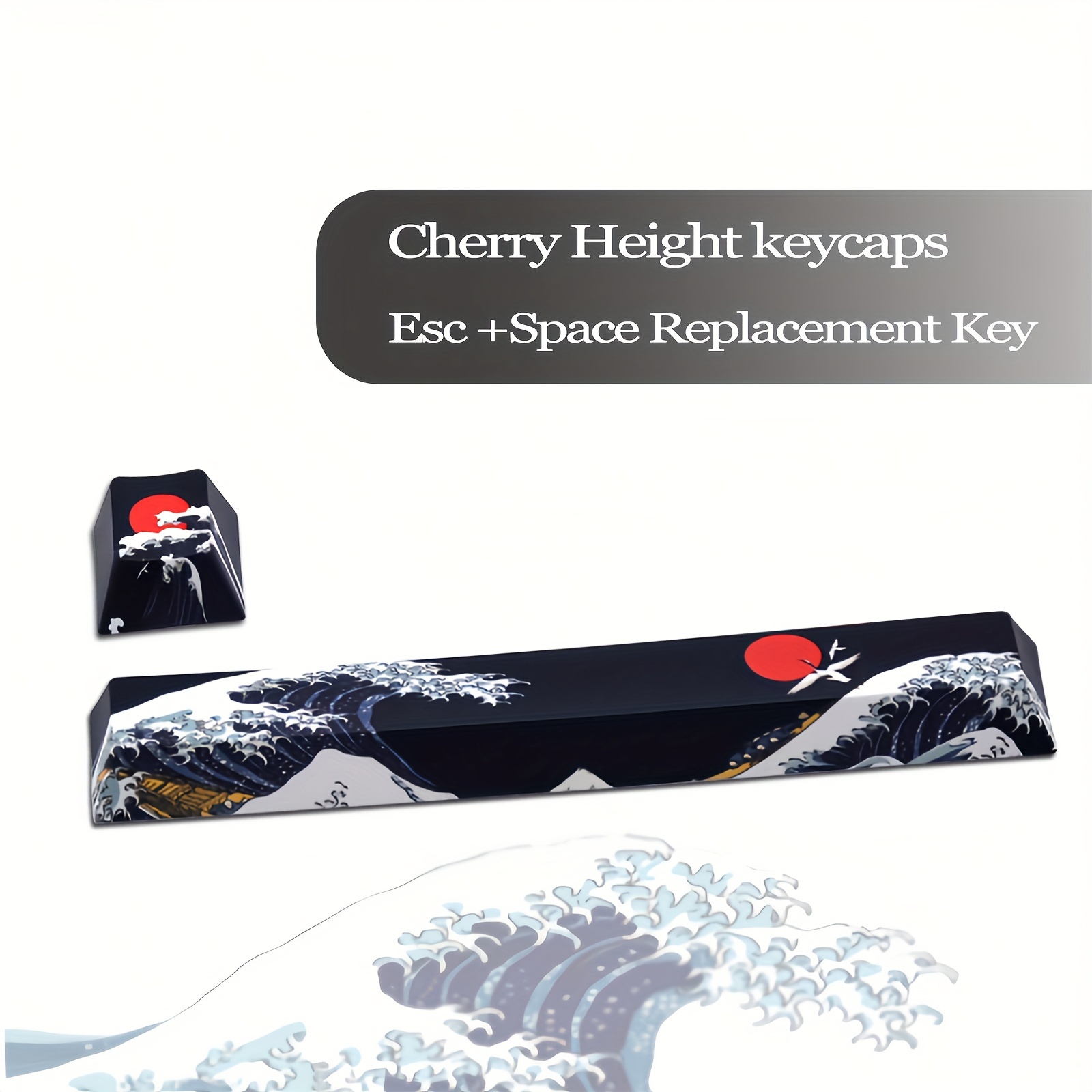 

Keycaps (2 PCS), PBT Keycaps Sublimation Thermique, Touche De Remplacement Esc Space, Keycaps Kanagawa Hauteur Cherry