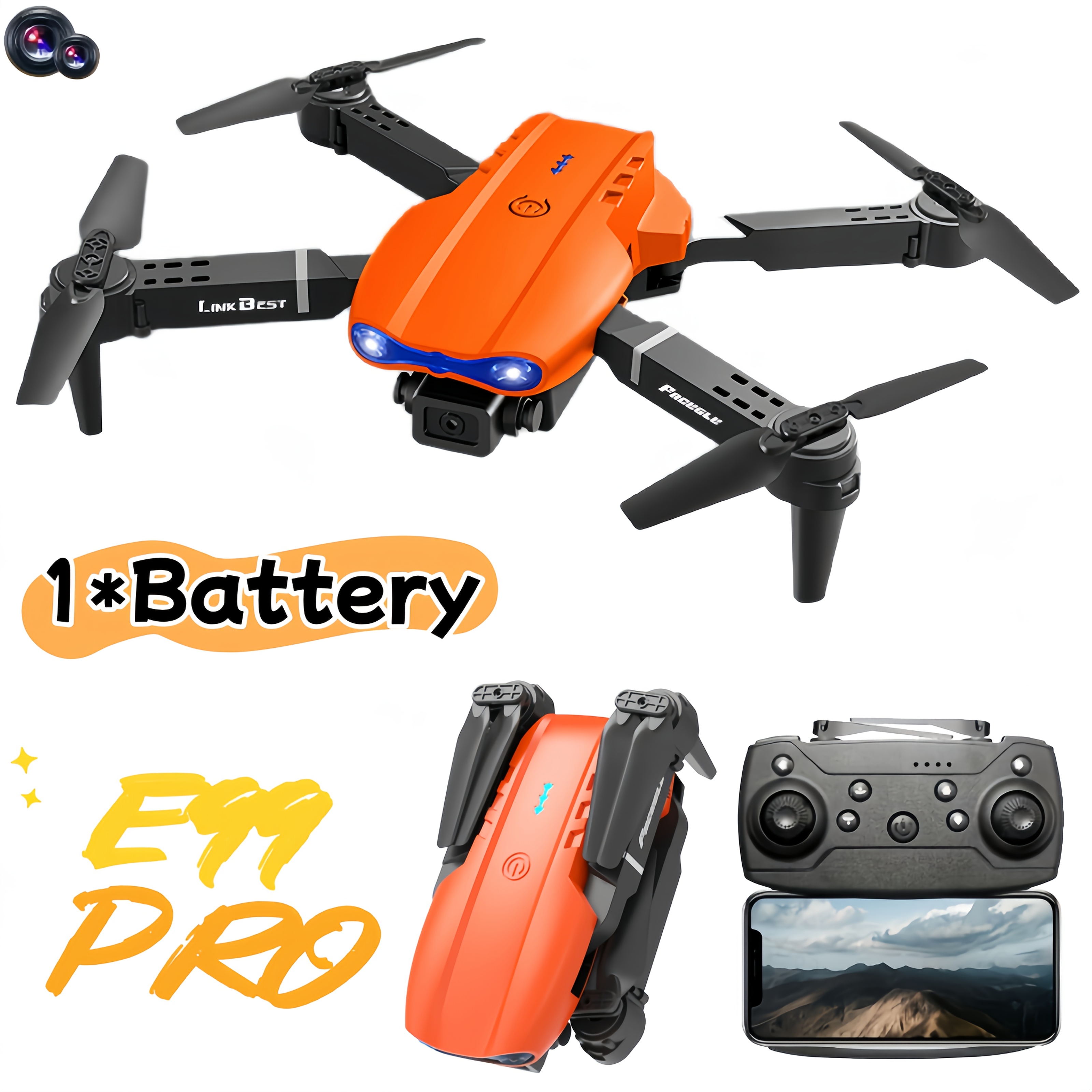 Image of E99 Pro Mini Drone With Dual Cameras, Hold, & Landing, 360° Flip, Portable Rc Quadcopter For Indoor Outdoor Flying, Ideal Holiday Gift For Beginners