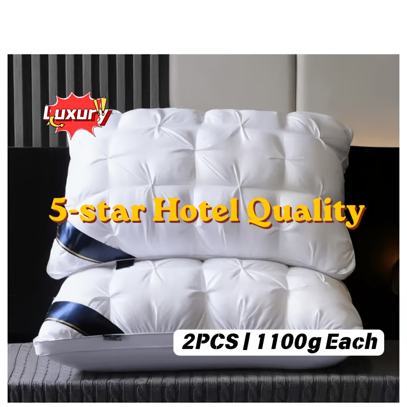 TEMU 2 Pcs/1 Pc Pillow | Hotel Quality, 1100g/900g Weight, High-pillow Core That Resists , Promotes Deep Sleep, Suitable For