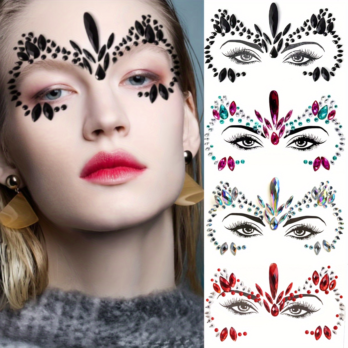 

Luxurious Rhinestone Tattoos - - Stickers For Halloween & Parties, Multiple