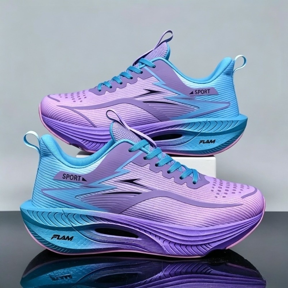 Men'S Ultra-Light Casual Athletic Shoes, 5 Colors, Professional Marathon Running Shoes, Carbon Plate Cushioning Training Sneakers, Breathable Low-Top Design with Fluorescent Upper, TPR Sole Suitable for All-Season Training, Gym, Track And Field