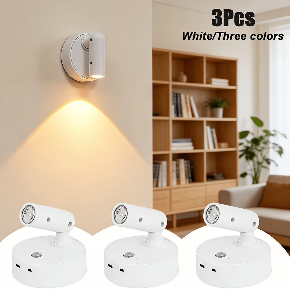 Modern- Sensor Wall Light, Ambient Spotlight, Rechargeable Magnetic Led Spotlight, Multi-functional Wireless Spotlight, 3-color Temperature/rgb Magnetic Wireless Motion Sensor Led Spotlight Wall Light