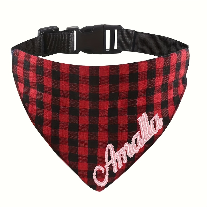TEMU Custom Embroidered Pet Scarf With Personalized Name - Adjustable Quick-release , Pattern Bib For (small To Large Breeds)