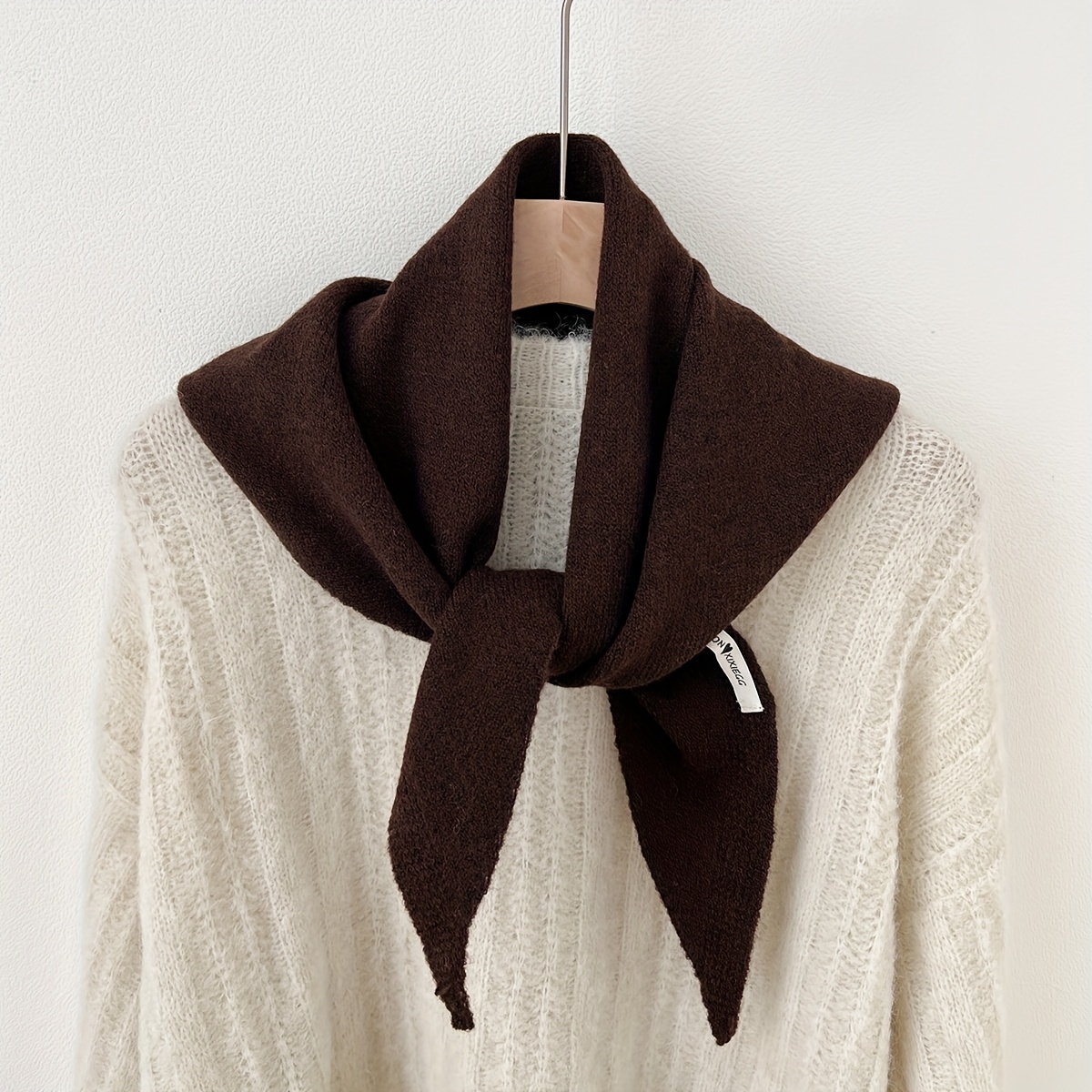 TEMU 1 High-quality Striped Wool Shawl Outerwear Women's Spring, Autumn And Winter Korean Style Versatile Warm Triangle Scarf Neck French Retro