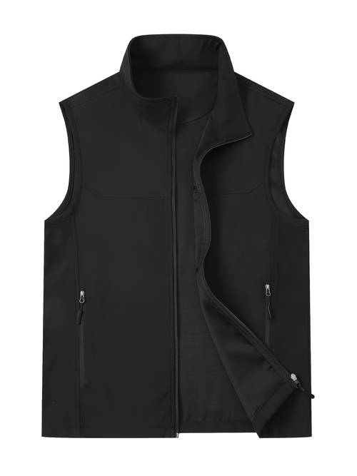mens casual stand collar vest with zipper pockets windproof for outdoor commuting and leisure