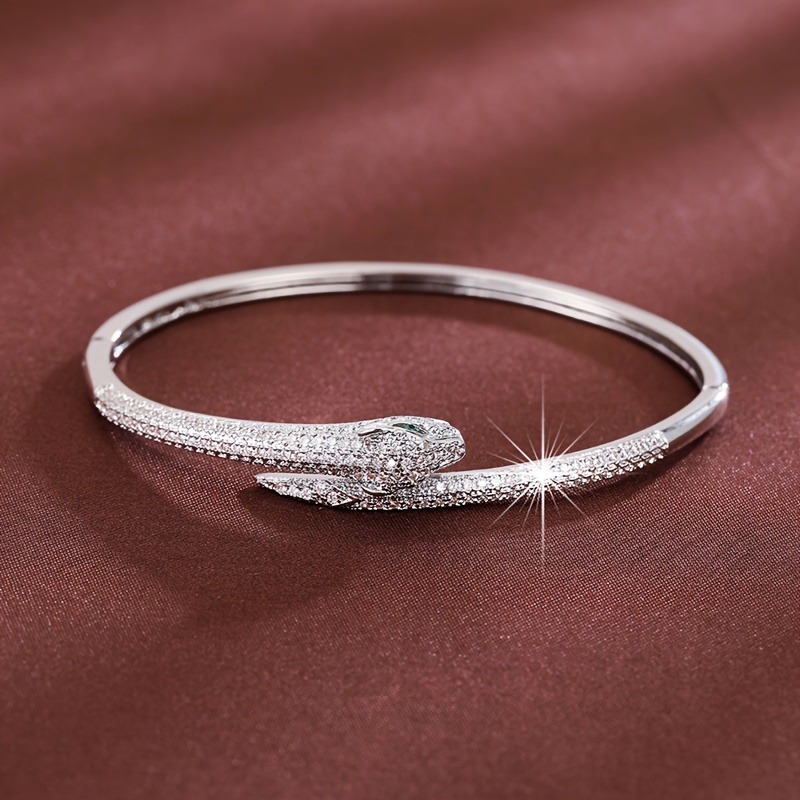 Golden Tone Snake Bracelet with CZ for Parties