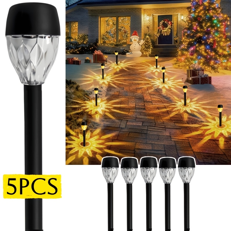 Image of 5pcs Solar Garden Lawn Lights For Planter Accents Tree Decoration Outdoor Music Parties Bbq Patios And Pathway Night Scenery