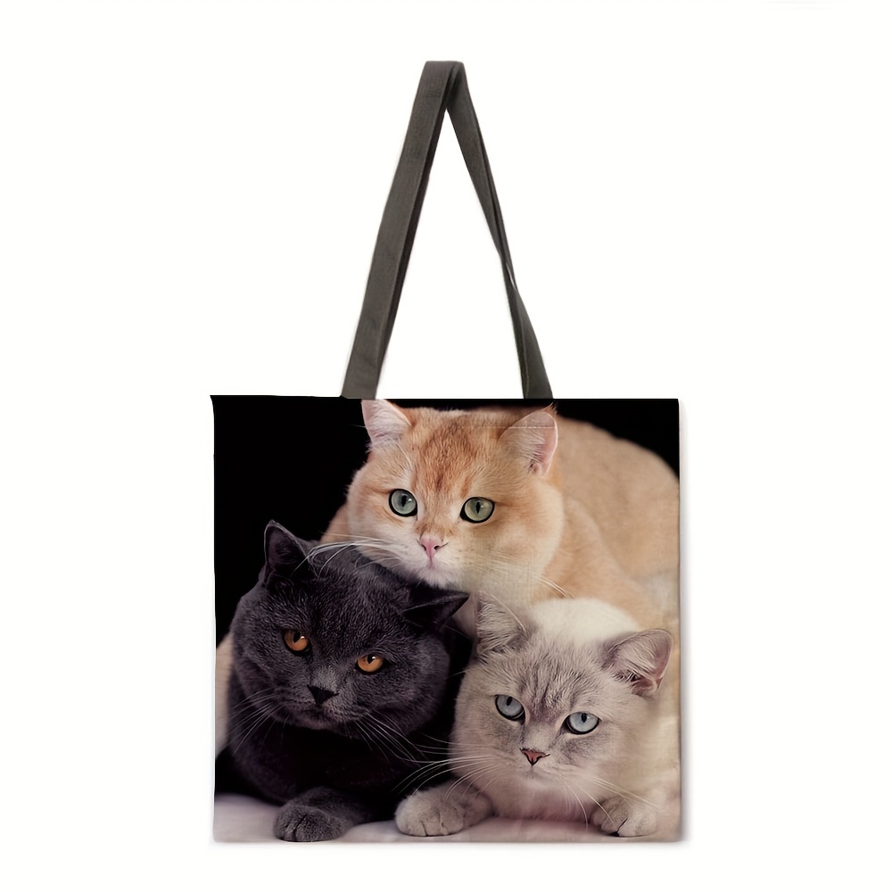 Borsa In Tela Con Motivo Gatto Nero Meow