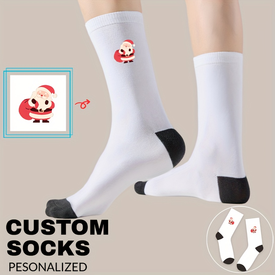 TEMU 1 Pair Men's Photo/photo Face Socks - Personalized Picture Socks With Your Own Image, Face Swap, Valentine's, Christmas - Your Own Picture For