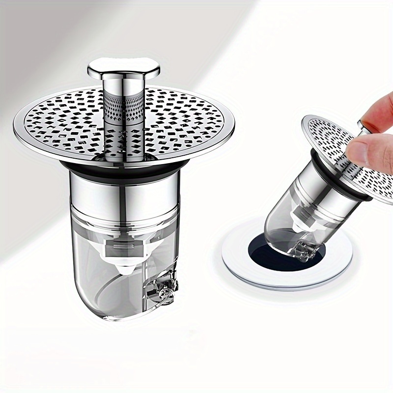 TEMU 1pc Steel Drain Filter, -odor & -clogging, Strainer Drainage For Bathroom, , - Universal Fit