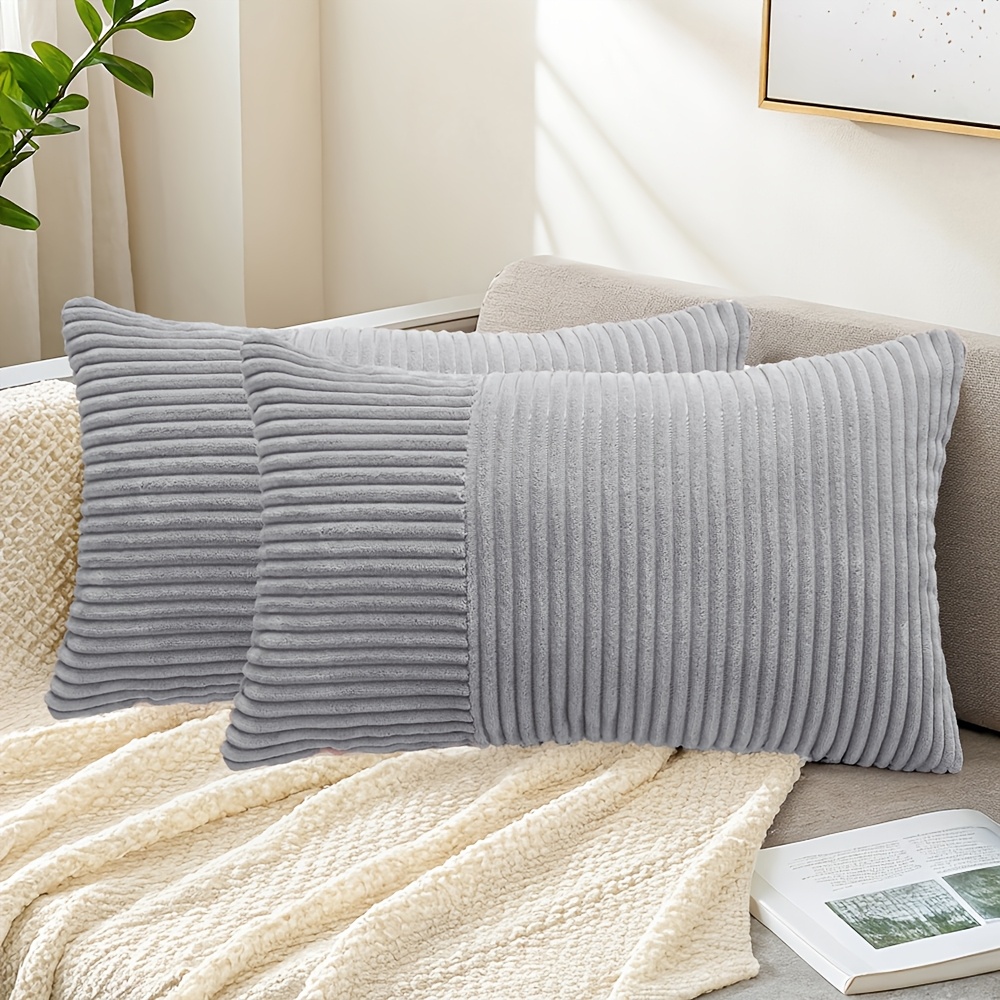 Set Di 2 Federe Per Cuscini Decorative In Velluto | 12x20 Inch | Design 'Stack Ii' Per Divano E Letto | Morbide Con Cerniera - 2
