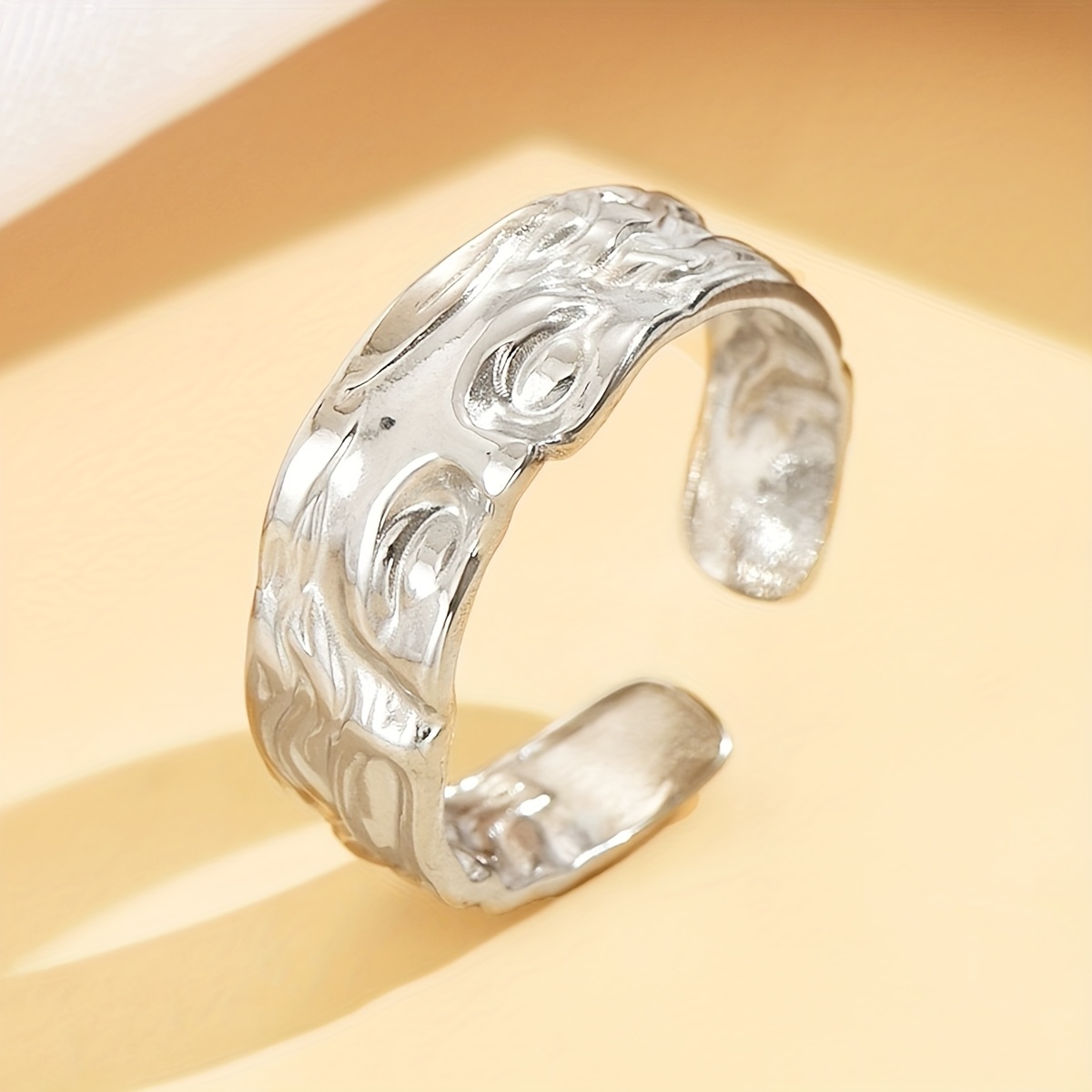 TEMU Venus Half-face Ring, , , Elegant, Luxurious Ring, 304 Stainless Steel Ring, Stainless Steel Jewelry, Adjustable , Gift For Women, Women's Ring,
