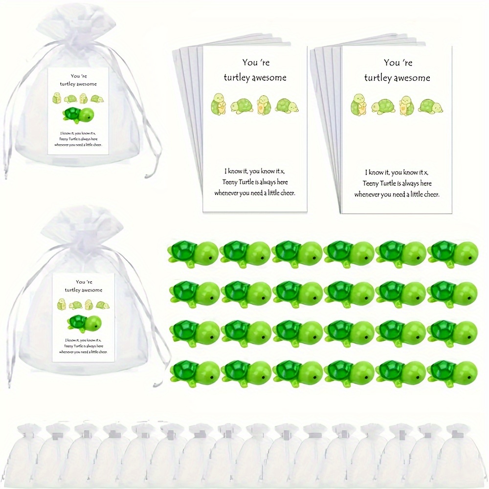 

24 Set Inspirational Mini Sea Turtle Favors With Gratitude Cards - Perfect For Festive Occasions And Appreciation Gifts