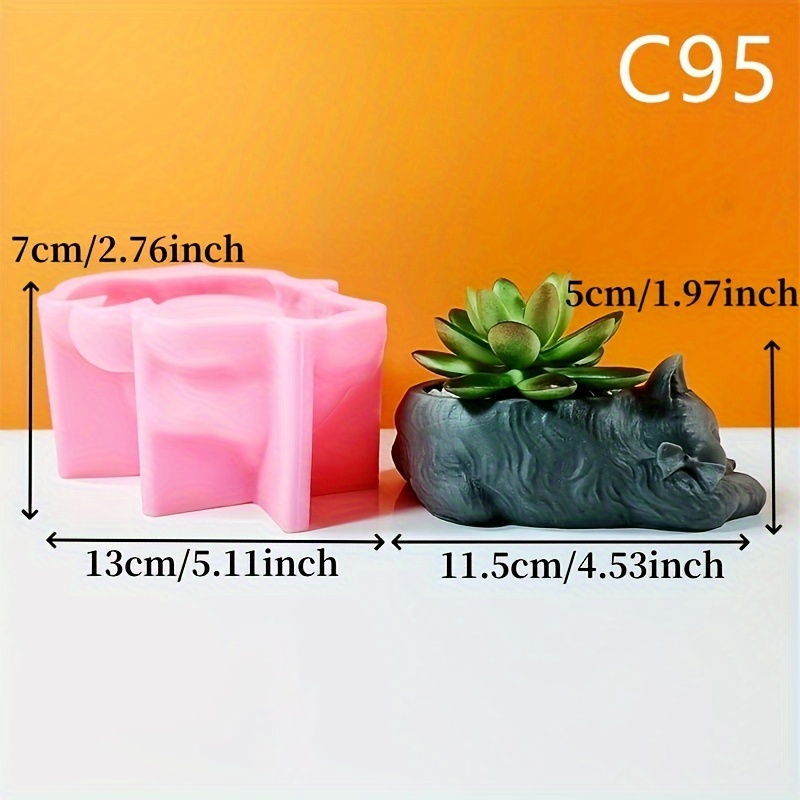 Cute Cat Concrete Silicone Pot Mold Succulent Flowerpot Plaster Molds Diy Home Garden Flower Pots Mould