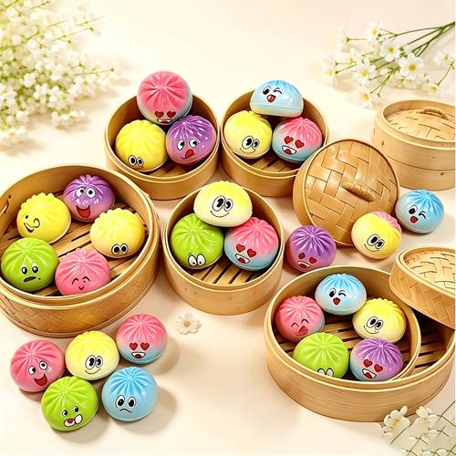 4 8 pack of buns are soft with the 2026 new model deformable bread extrusion ball very suitable as a gift for halloween thanksgiving or christmas or as a promotional item a soft and squeezable toy that