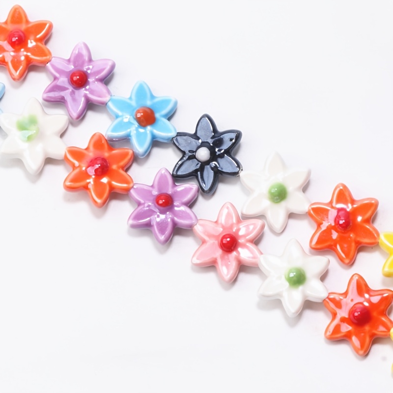 TEMU Perline in ceramica vivaci da 18mm, 20 pz, Materiali per creazione di gioielli in stile boh矇mien, Accessori per fai da te