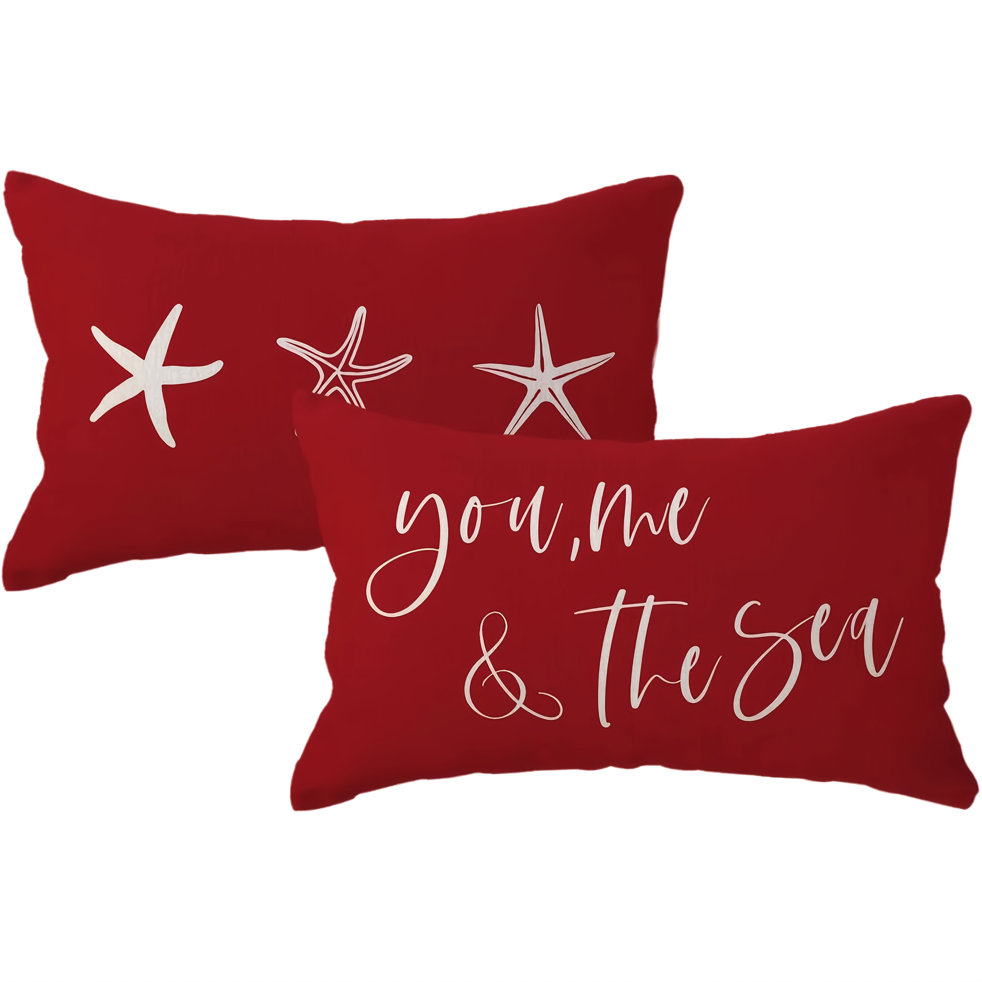 TEMU 2pcs Nautical Coastal Throw Pillow Covers - Starfish & Shells Beach Cushion Covers, Seashell Starfish Rectangular Pillow Cases Suitable For Sofa