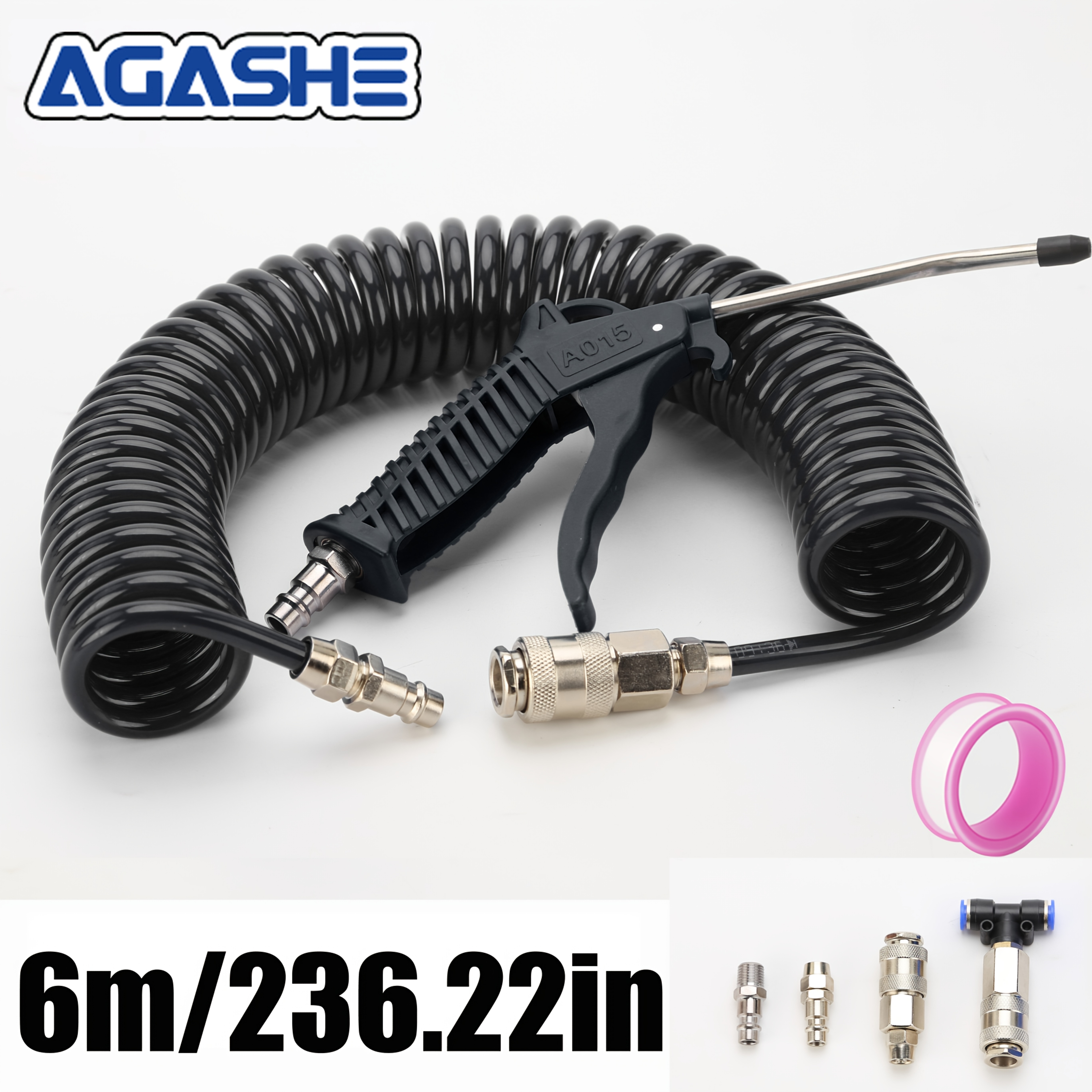 E-shop 118,11 Zoll 236,22 Zoll Rückspülschlauch Staubsauger Multi-Fahrzeug Staubblasgerät Set Pneumatikschlauch Kit Feder-Schlauch Kit, Langlebige