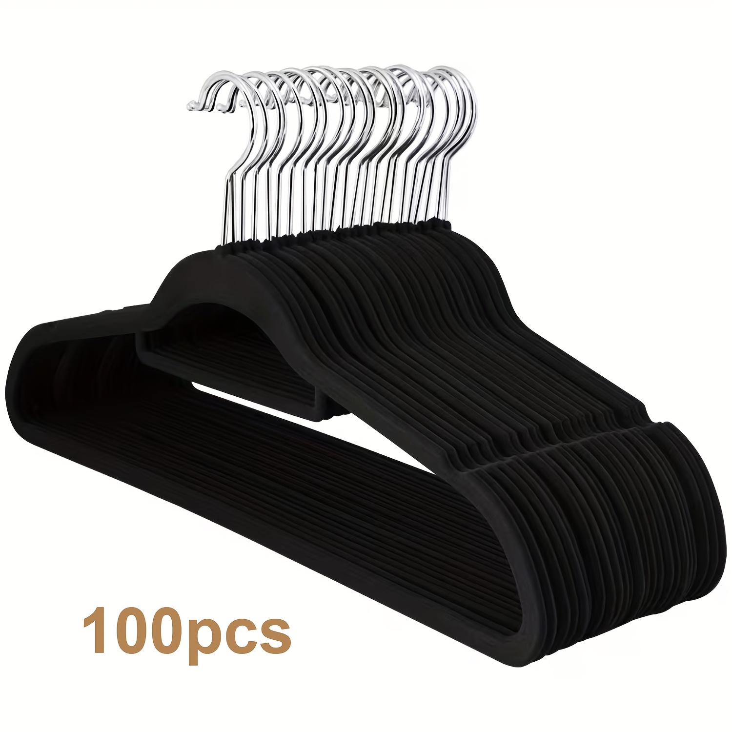 TEMU 100/ 50/ -pack Non-slip Clothes Hangers With Tie Bar - Space-saving Closet Organizers, Hooks, Laundry, Retail Stores, Boutique Hangers, Hangers