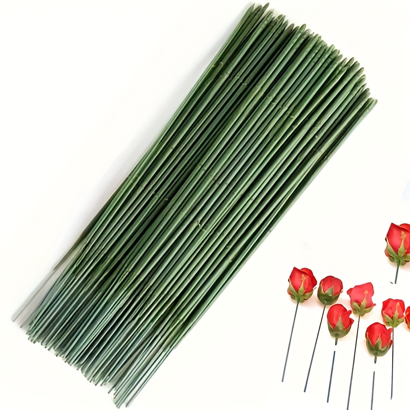 50pcs green plastic clad iron flower stems 20cm ideal for artificial hydrangea rose peony heads   diy crafts wedding decor artificial flowers