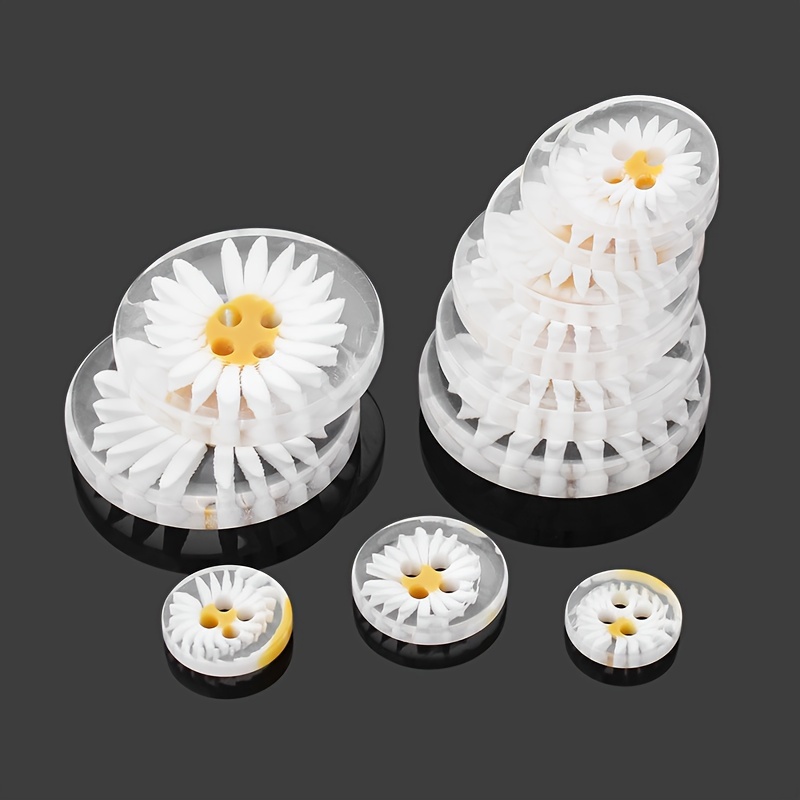 Daisy Button Collar Small Additions Resin Shirt Sweater Cardigan Coat Clothes Transparent Inner Decoration