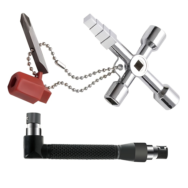 TEMU Multi-functional Wrench Screwdriver, Elevator Triangular Key - 4-in-1 Internal Triangular And Phillips Head Bits, Hand Tool Wrench