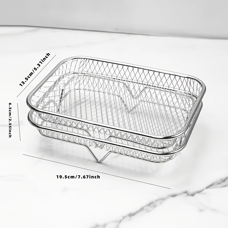 Image of Air Fryer Rack Accessory Grill Basket, 304 Stainless Steel Stackable Air Fryer Accessory Grill, Cooking Rack, Perfect For Home Kitchen