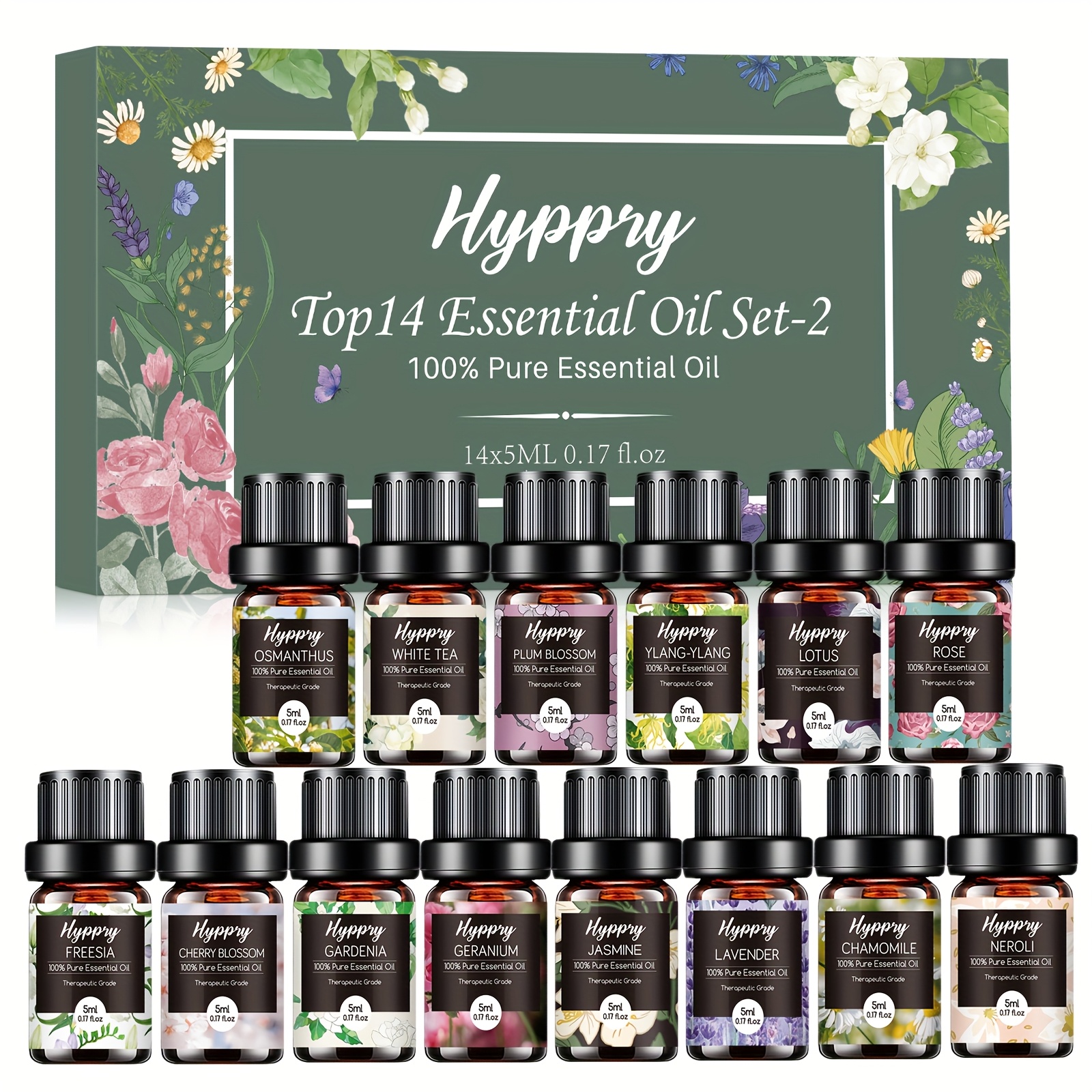 TEMU 14x5ml Floral Essential Oils Fragrance Oils Set, Premium Scented Oils For Diffusers For Home, Aromatherapy, Relaxing, Air , Diy Perfumes -