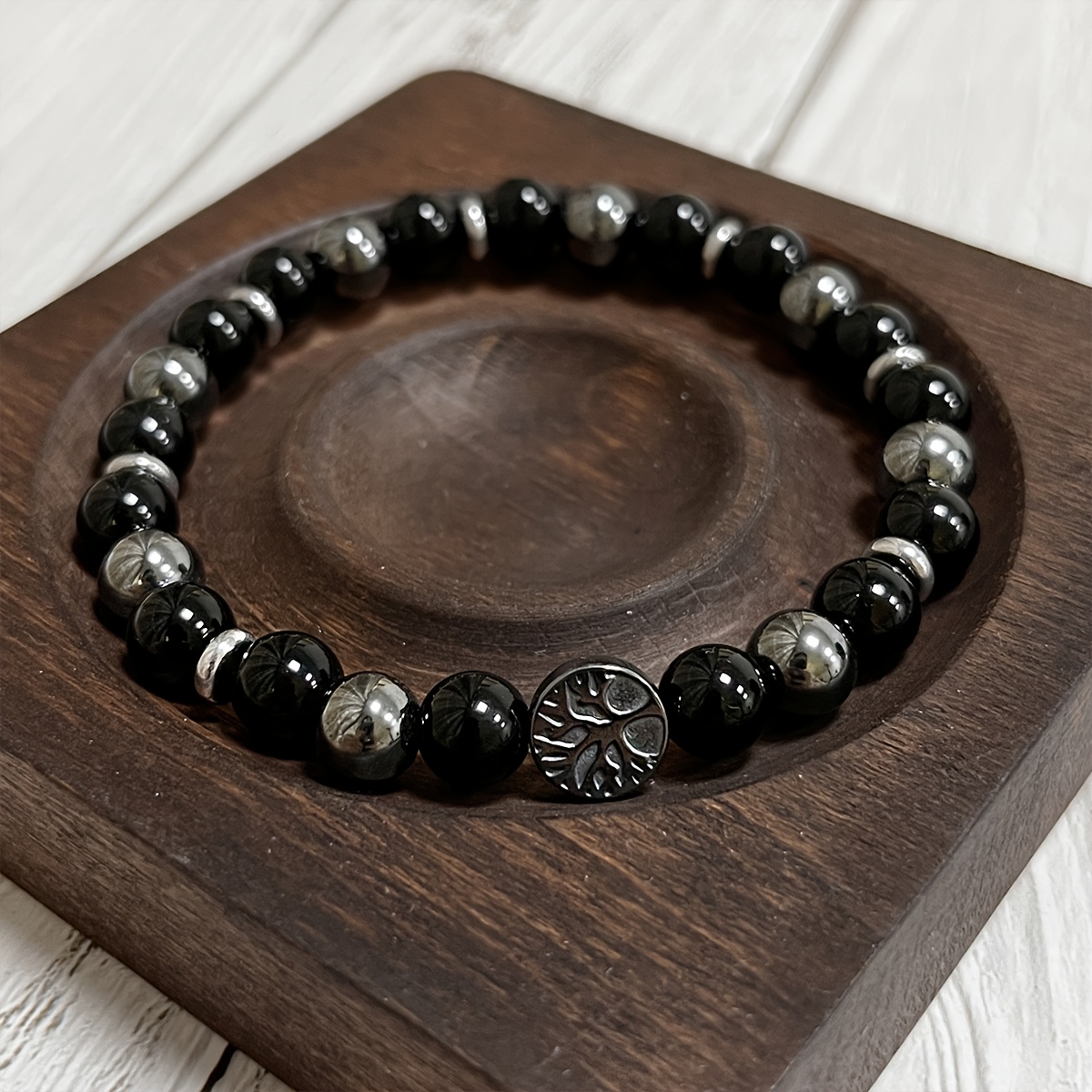 Of Stone Bracelet - 8mm And Hematite Handmade Bead Bracelet, Suitable For Daily Wear Festive Gifts, Jewelry For Men And Women | Beaded Bracelet