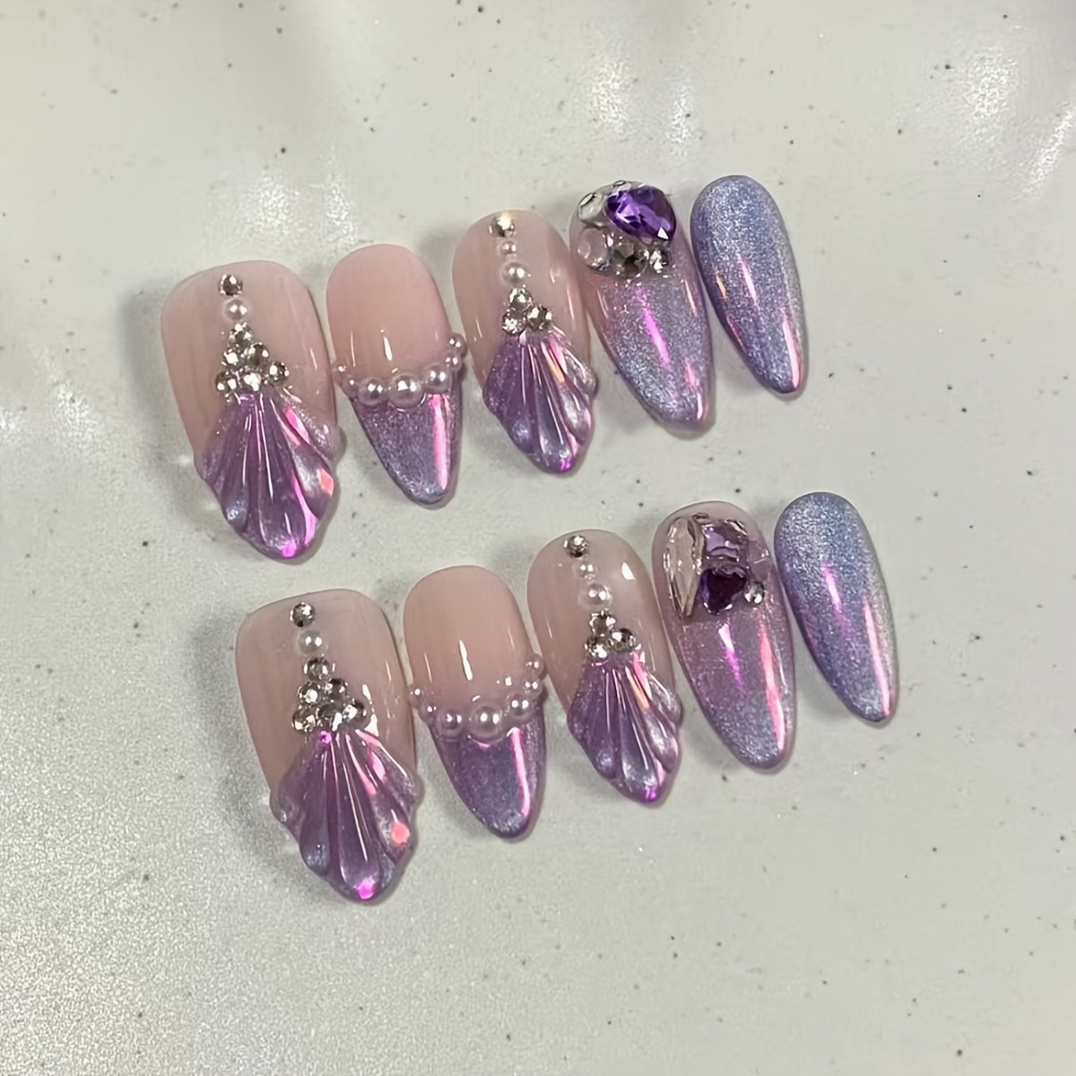 TEMU 10 uñas postizas de para manos y pies - Puntas de uñas tipo prehechas diseños de de pez y , uñas de de media, uñas postizas removibles a presión
