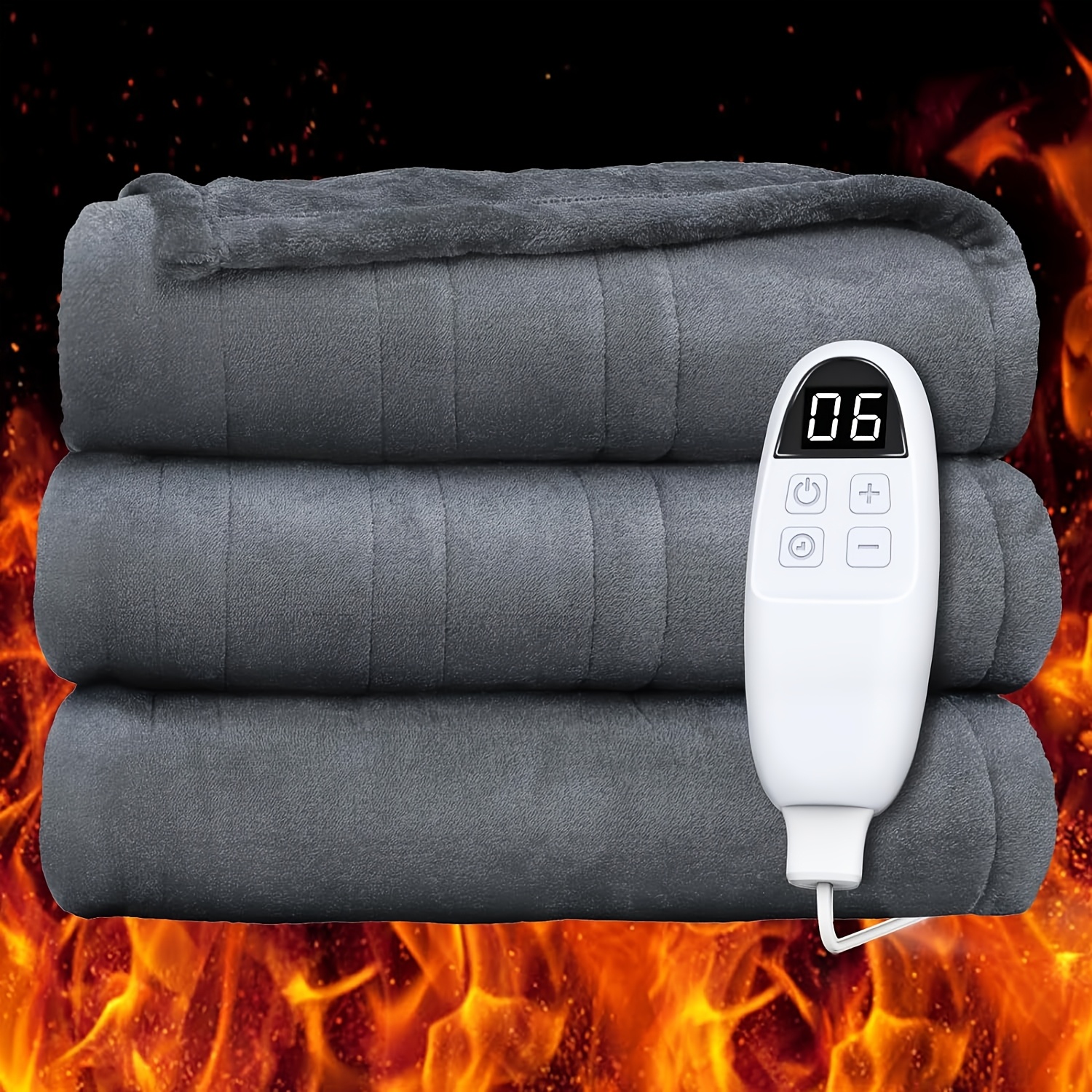 

Electric Blanket Twin 62"x 84",flannel Electric Blanket With 6 Heating Levels & 8h Auto Shut Off,machine Washable, Fast Heating Blankets,grey