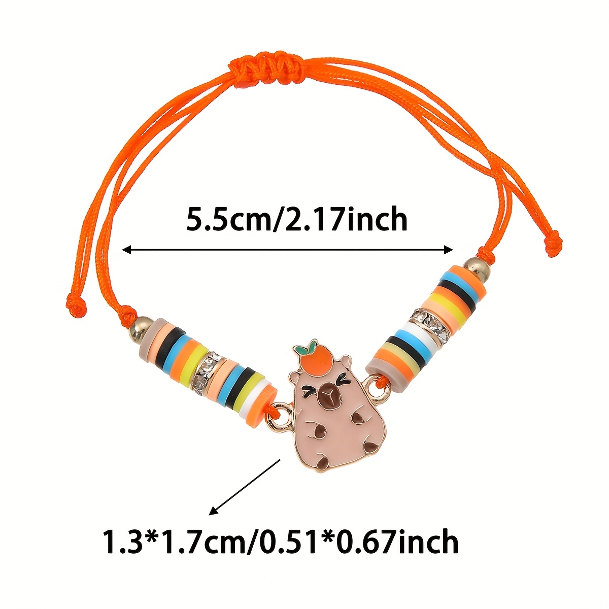 6pcs Cute Capybara Alloy Adjustable Pull String Bracelet Set