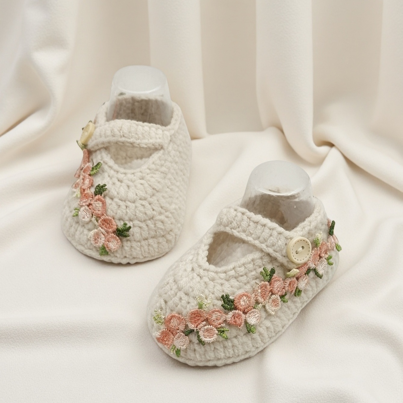 Handmade Crochet Baby Shoes With For Floor Walking And Learning To Walk