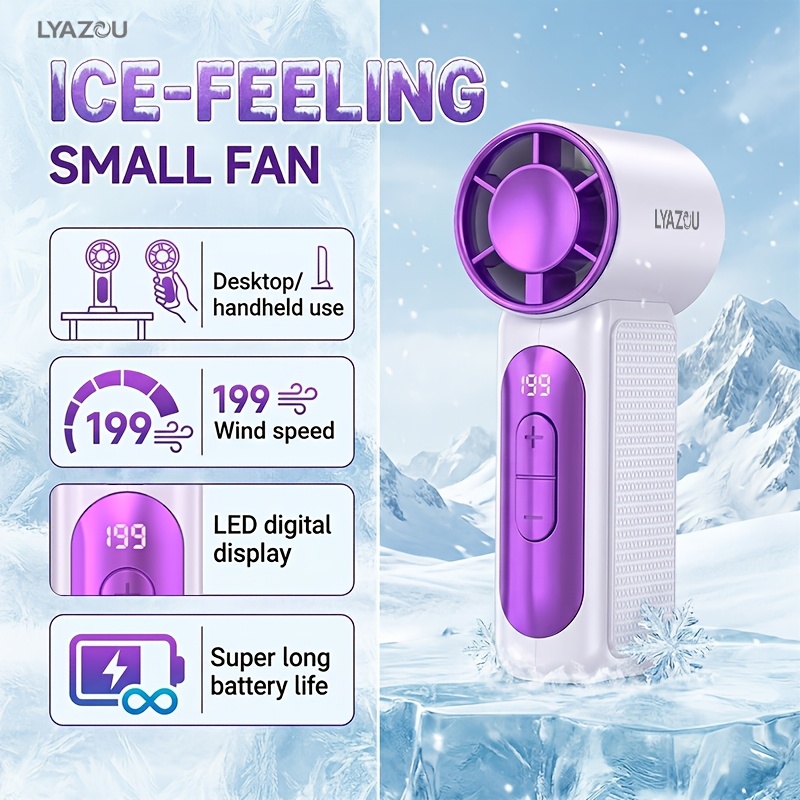 Image of Upgraded 3-in-1 Turbocharged Spray Handheld Fan With 199-speed Adjustment, Usb Fast Charging, Compact And Portable, , Turbo Cooling Airflow, Extended , Brushless Motor, Led Digital Display