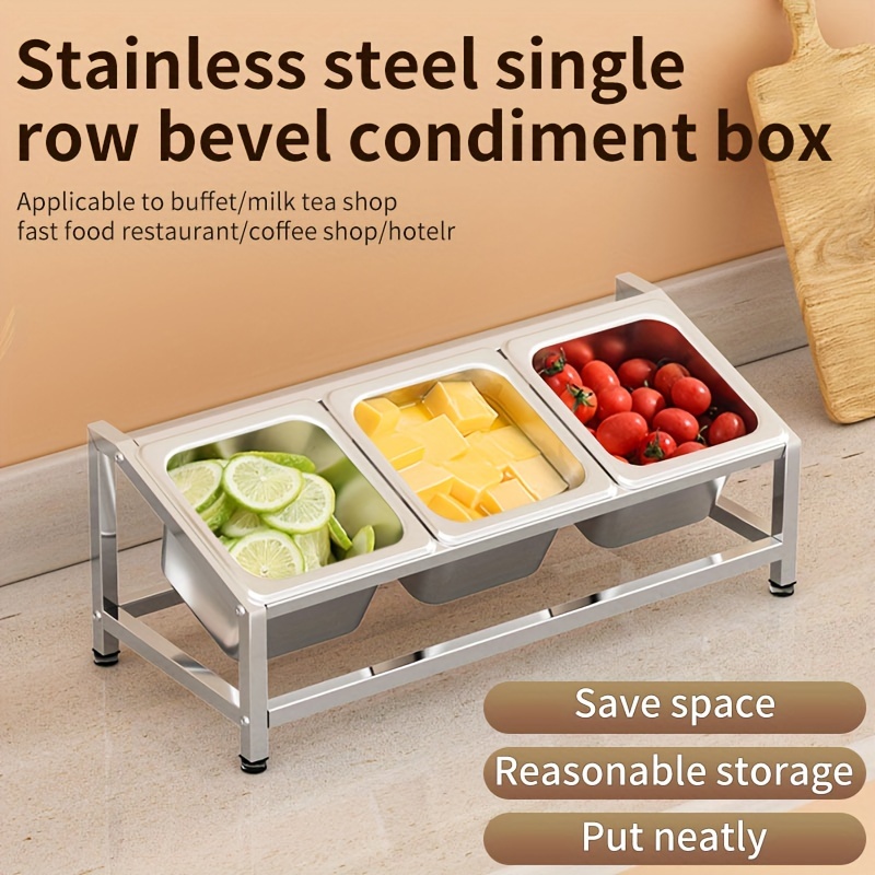 

Steel 3-compartment Organizer - Countertop Seasoning Condiment For & Restaurant Use