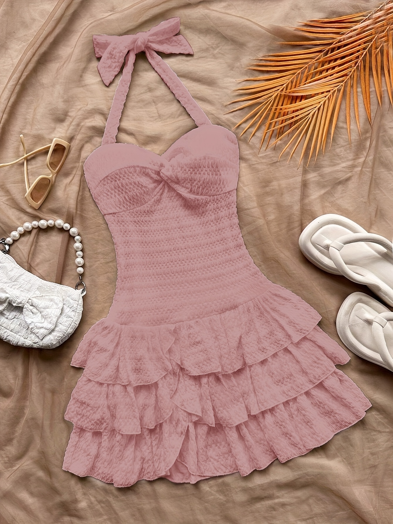 multi layer ruffle mini dress twist detail vibrant - Temu Finland