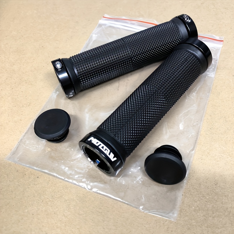 E-shop Fahrradlenkergriffe, verriegelbare Lenkergriffe für Mountainbikes mit kleinem rutschfester Textur, gerader Rohr doppelendige Fahrradlenkergriffe