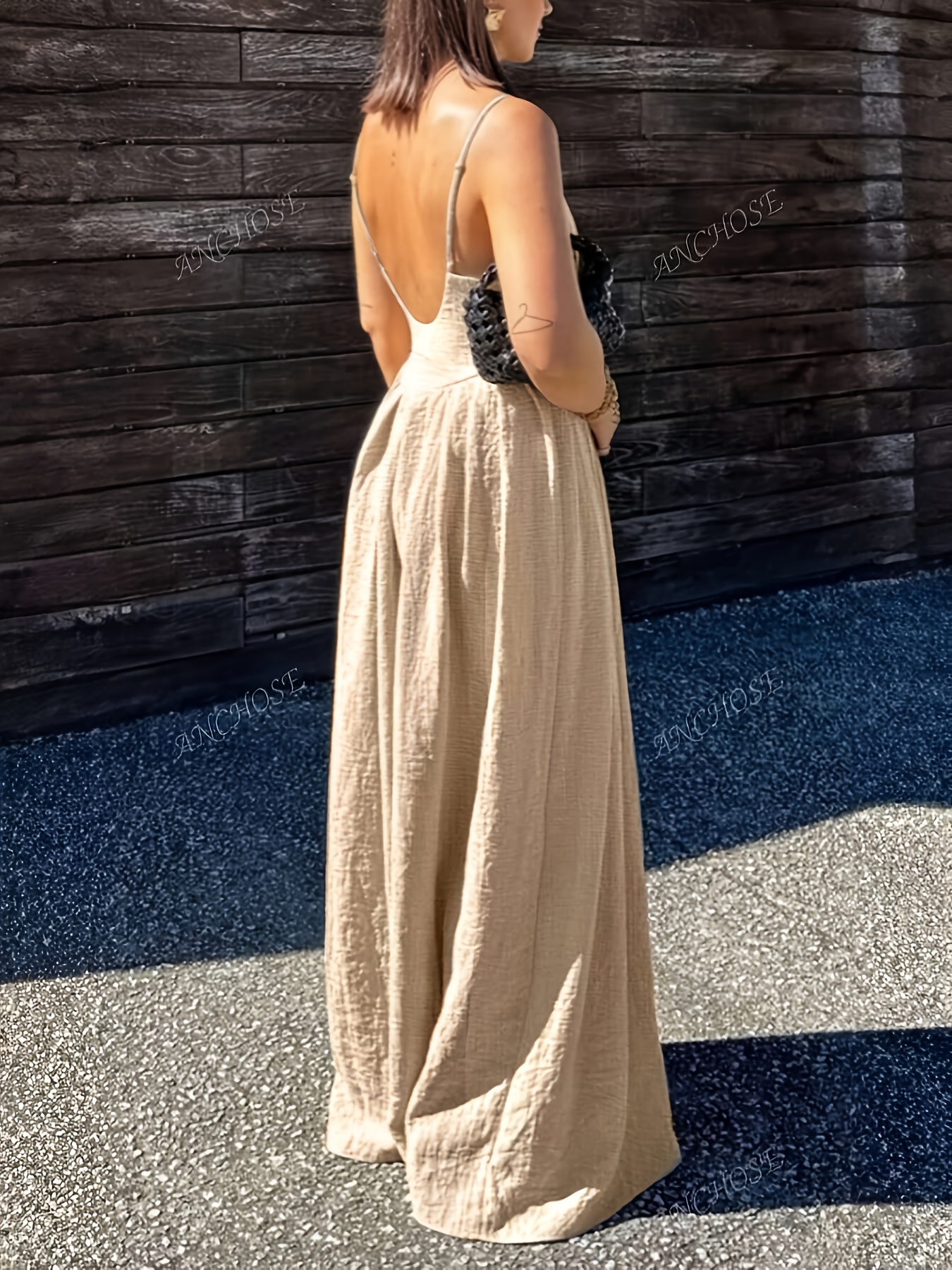 womens elegant summer backless dress cinched waist pleated - Temu Mauritius