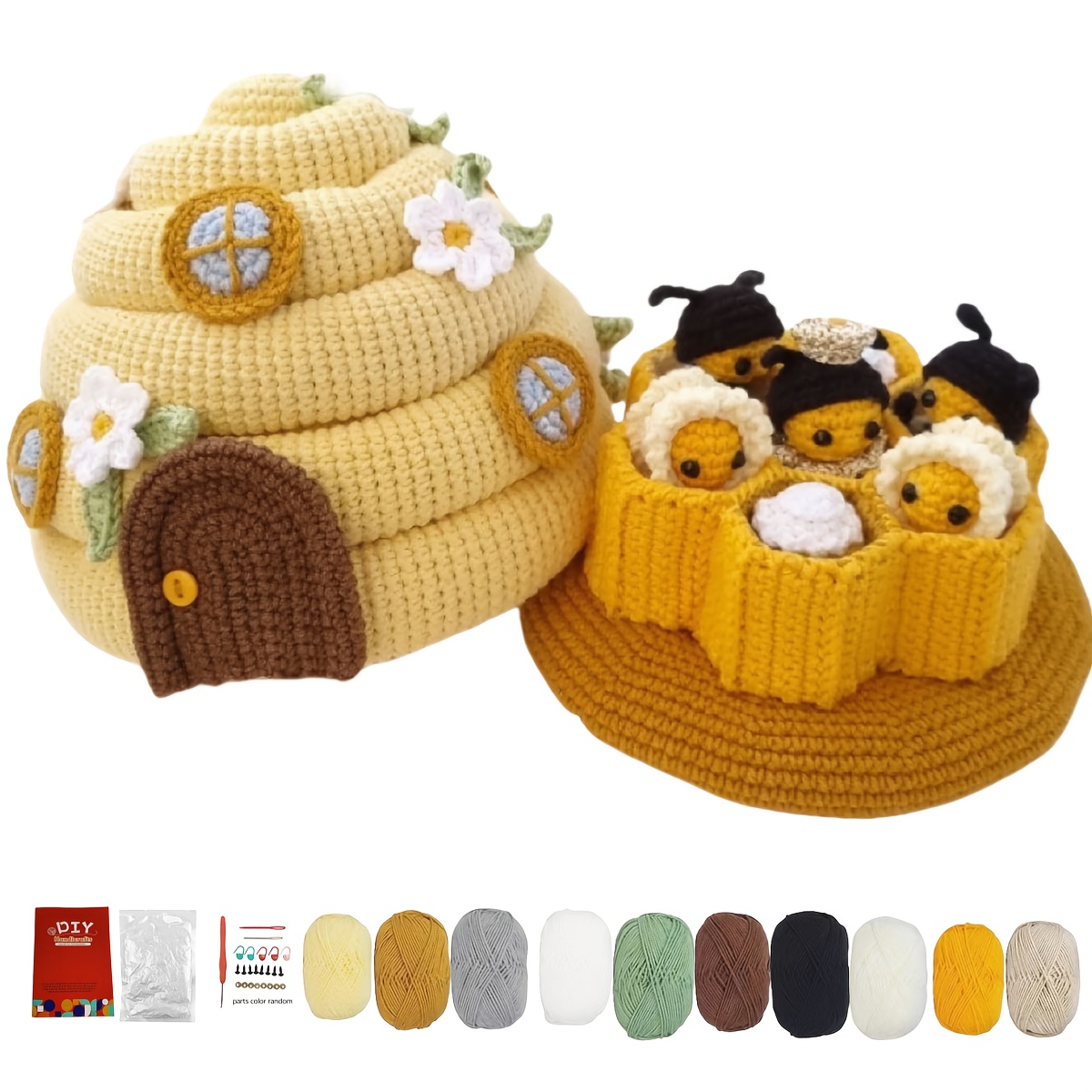 TEMU A Latest Handmade Adult Crocheted Cute Bee Honeycomb, A Lovely And Fun Decoration Piece For Halloween, Not A Finished Product, Includes A Pdf