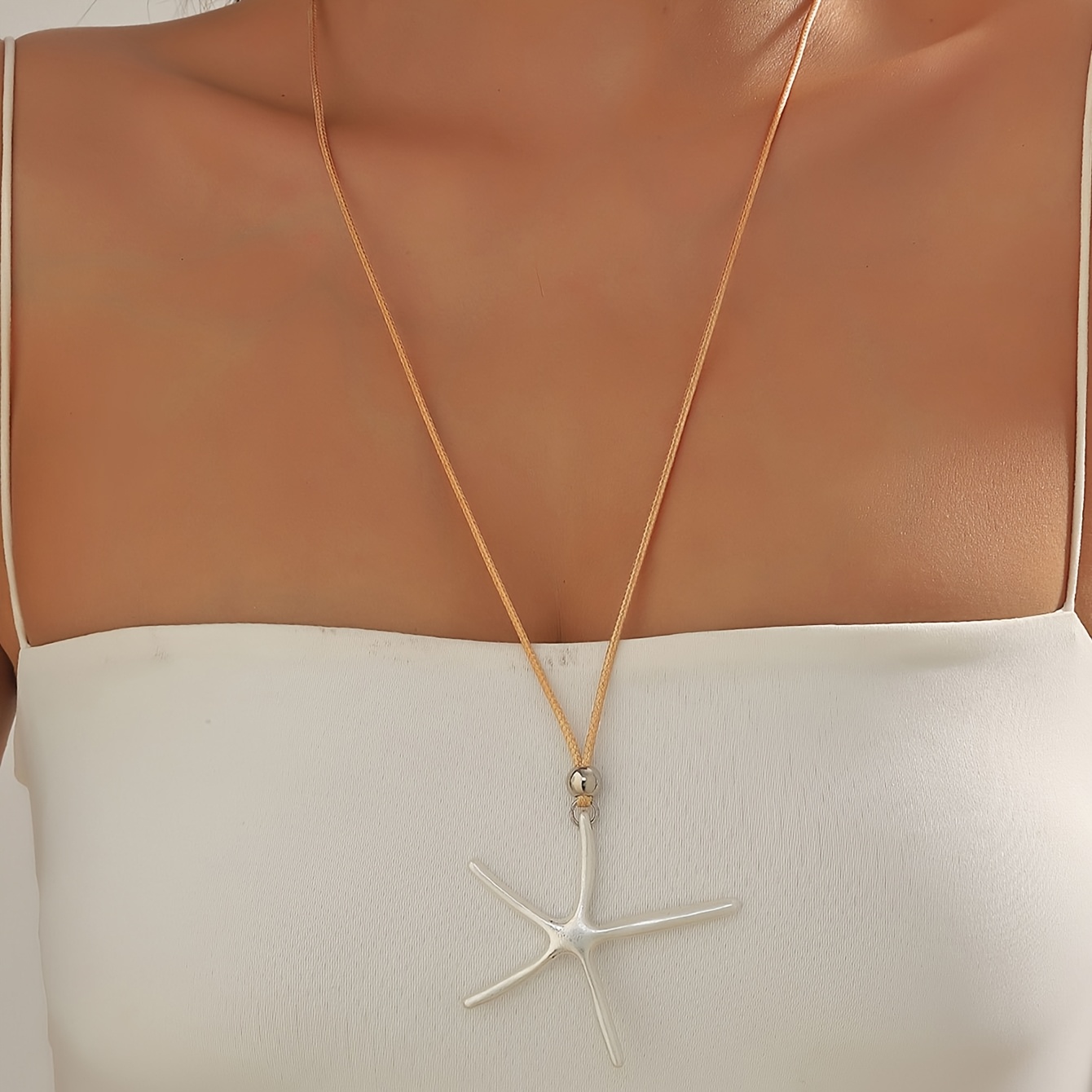 E-shop 1 Stück Modische Seestern Anhänger Halskette im Marine-Stil für Damen, geeignet für Urlaubs-Alltagskleidung