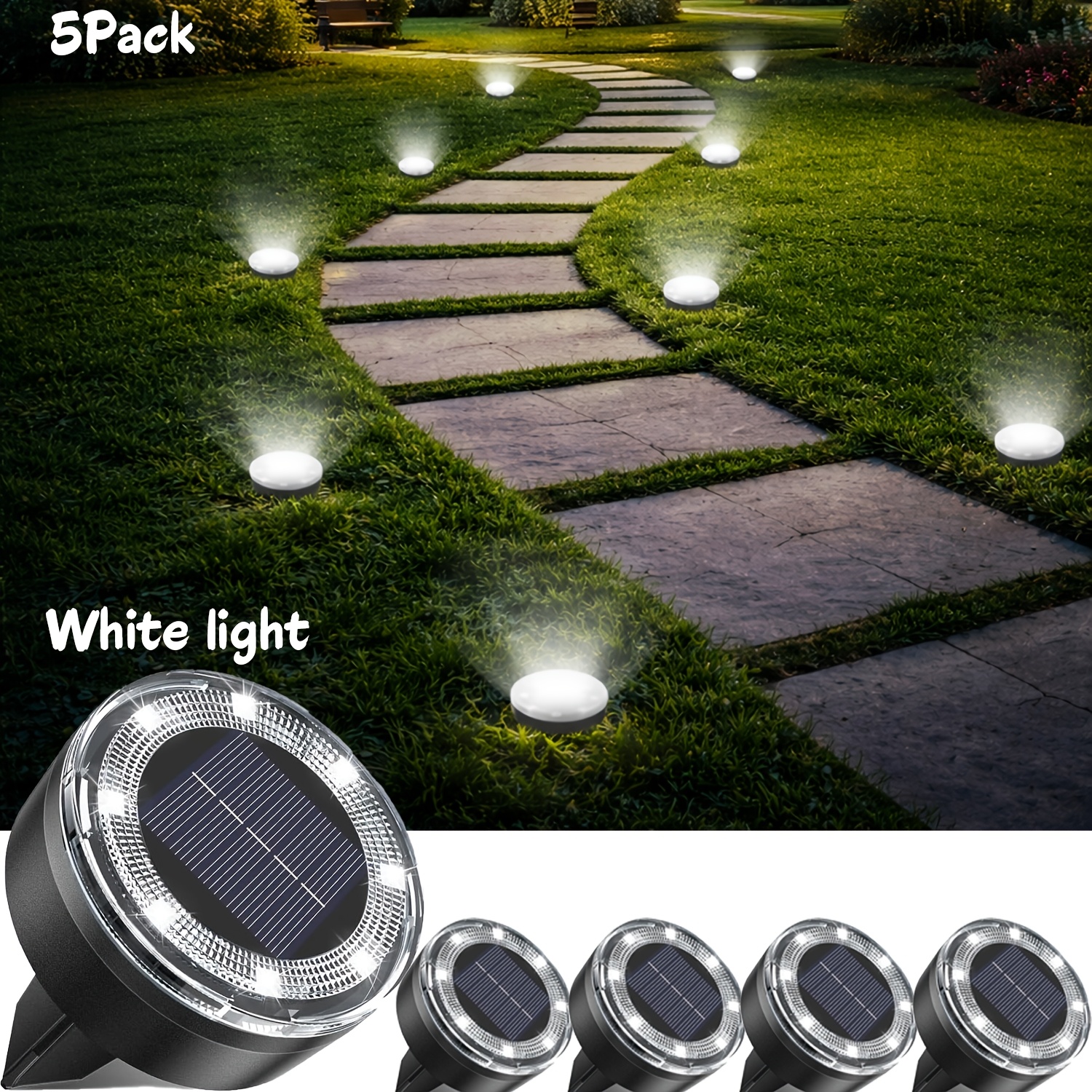TEMU 56LED7PACK 40LED5PACK Lámpara Solar , Lámpara Solar IP44, Iluminación LED de Paisaje , Adecuada para Pasillos Exteriores, Aceras, Jardines,