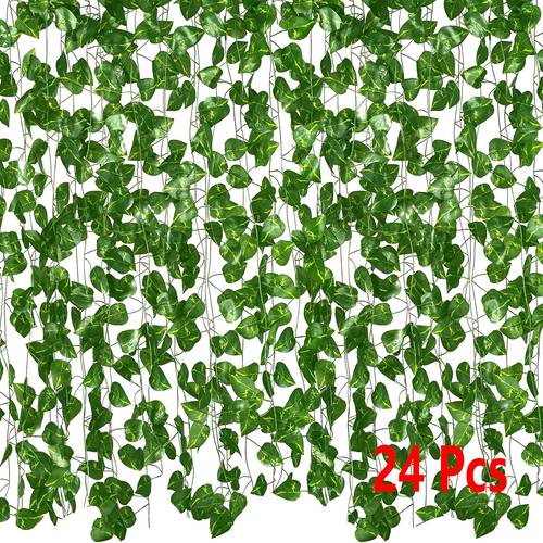12 24pcs artificial ivy garland vines greenery leaves plants hanging aesthetic vines for home bedroom party wall decor