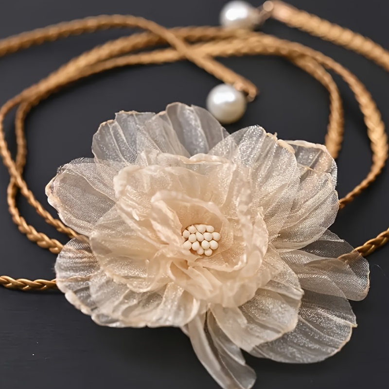 TEMU 1pc Adjustable Elegant Belt With Vintage Floral Charm - Versatile Accessory For Dresses And Gowns, Vacation And Casual Styles