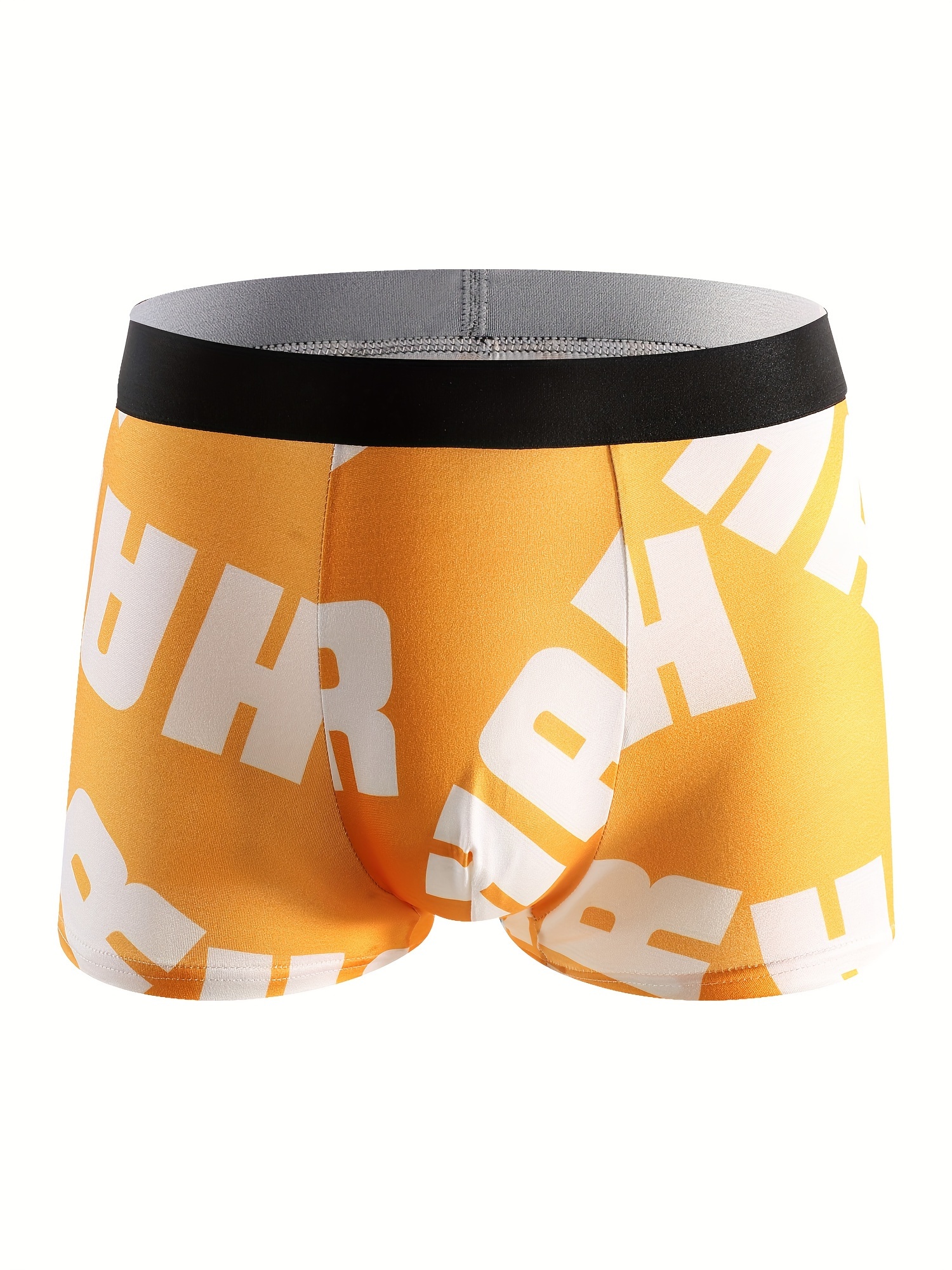 4pcs Letters Print Men's Underwear, Ice Silk Cool Boxer Briefs Shorts,  Breathable Comfy Stretchy Boxer Trunks