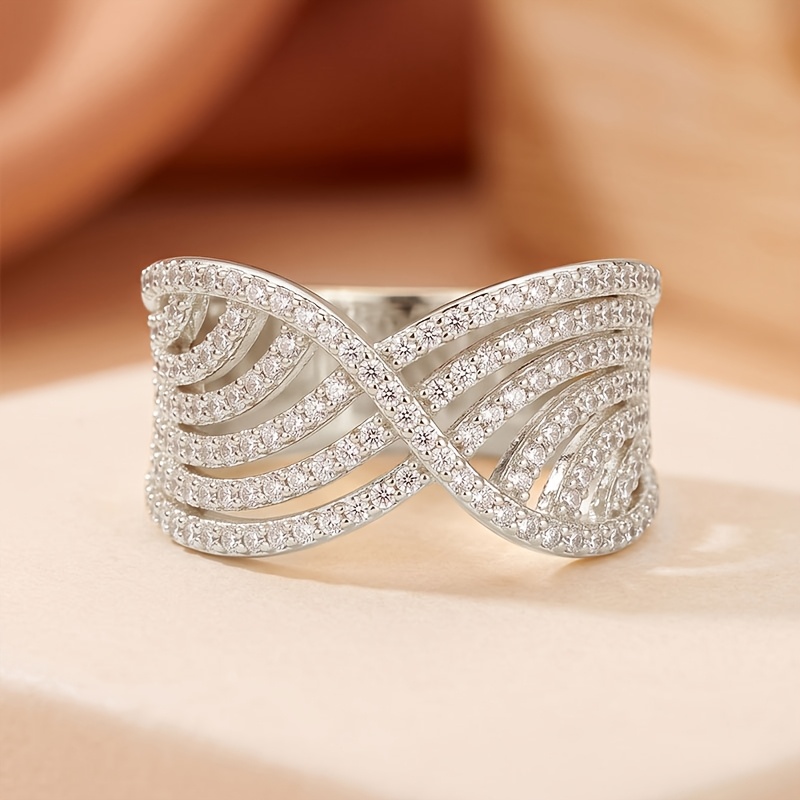 Women's Hollow Intertwined Ring with Sparkling Zirconia