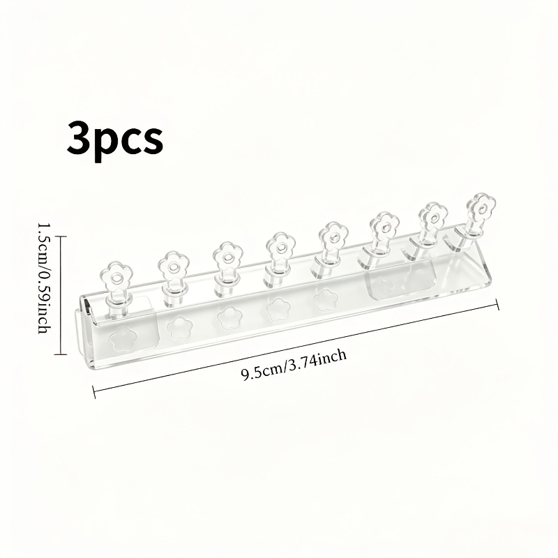 TEMU 3pcs Wall-mounted Transparent Acrylic Jewelry Storage Hooks - Durable Polished Plastic Multi-functional Hook Design For Necklaces, Earrings,